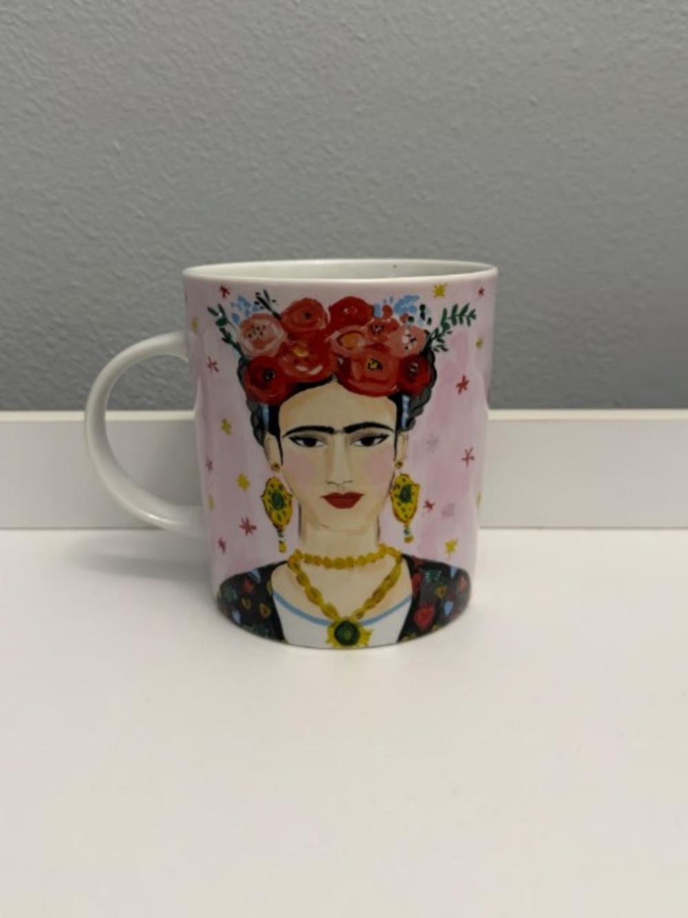 Pink Floral Icon Ceramic Art Mug